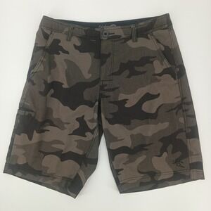 Da Hui Hybrid Shorts Mens 30 Camo Ripstop Boardshorts Walkshorts Brown Green
